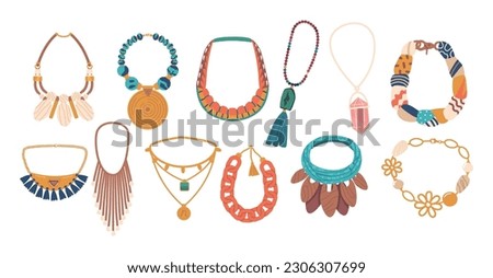 Colorful Collection Of Beads And Necklaces, Perfect For Accessorizing And Adding A Touch Of Style To Any Outfit, Vector