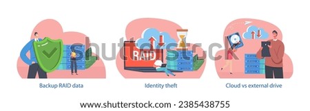 Isolated Elements with Character Use RAID in Data Center. Redundant Array of Independent Disks Storage, Backup Servers