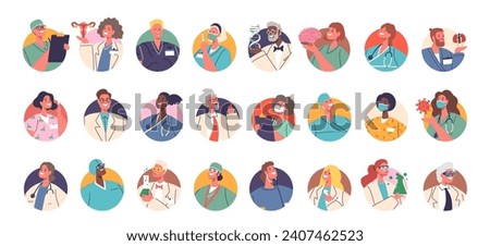 Diverse Set Of Medics And Doctors Cartoon Vector Character Avatars Featuring A Range Of Healthcare Professionals