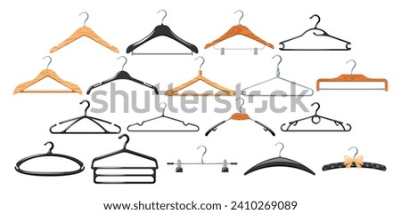 Hangers, Crafted From Durable Materials, Featuring A Sleek Design For Organizing And Displaying Clothing, Vector Set