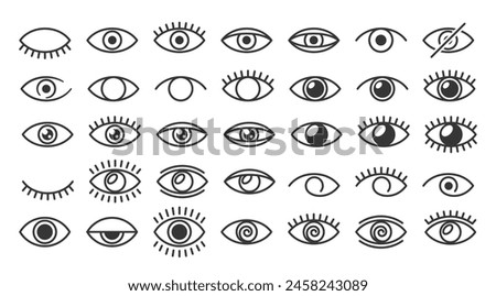 Diverse Assortment Of Monochrome Vector Eye Icons Features A Range Of Styles From Minimalist To Intricate