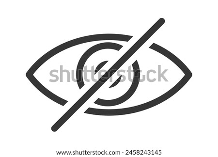 Vector Icon Featuring Stylized Eye With Slash Mark Through Them, Representing The Concept Of No Viewing