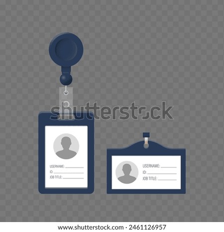 Isolated Realistic 3d Vector Two Professional Office Identity Badges, Featuring A Retractable Clip And A Pin Clasp