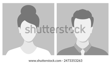 Simple Gray Avatar Icons Representing Male And Female Profiles. Vector Minimalist Design With A Professional Touch