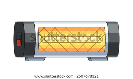 Electric Space Heater Showing Glowing Heating Elements Illustrating Winter Warmth And Comfort. Vector Illustration