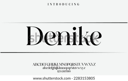 Denike, an elegant alphabet font and number. Premium uppercase fashion Design typography. vector illustration
