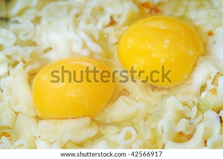 Fried eggs with a garnish