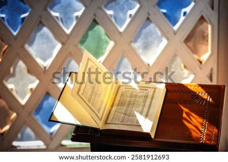 Similar – Image, Stock Photo Devotional place in the cemetery forest Heiligenberg