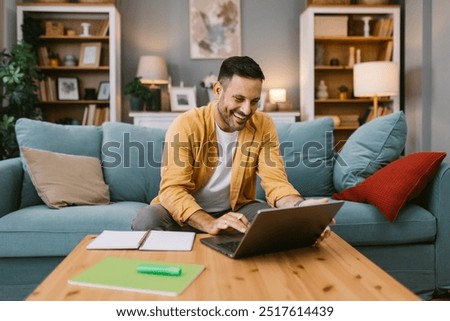 Similar – Image, Stock Photo A man with a saw cuts a branch of a blooming apple tree