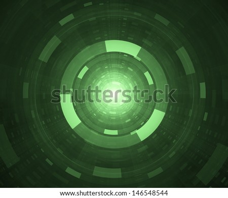 Green hi-tech abstract background - circular tunnel