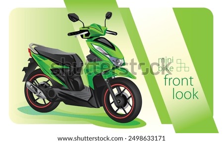 Vector illustration design of a green scooter. The scooter has a small engine capacity and is popular in Indonesia