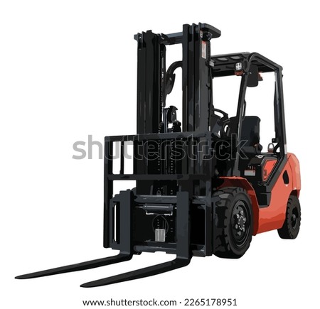 forklift art design vector Warehouse template services. Warehousing, storage, sorting, loading of goods Automatic robotic forklift truck isolated white background