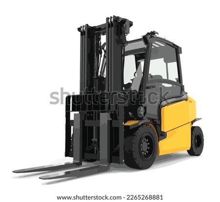 forklift art design vector Warehouse template services. Warehousing, storage, sorting, loading of goods Automatic robotic forklift truck isolated white background