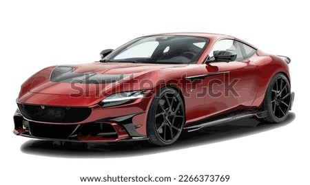 Luxury premium realistic fast speed red coupe sport colour white elegant new 3d roma car urban electric power style model lifestyle business work modern art design vector template isolated background