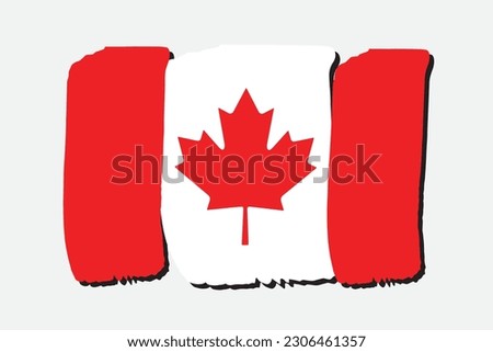 Canada Flag with colored hand drawn lines in Vector Format