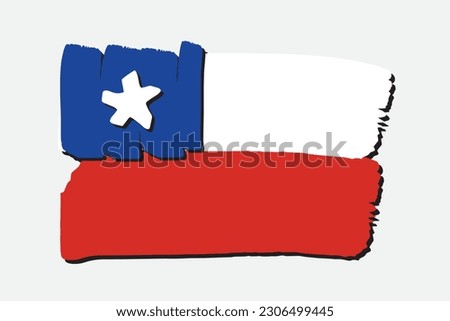 Chile Flag with colored hand drawn lines in Vector Format