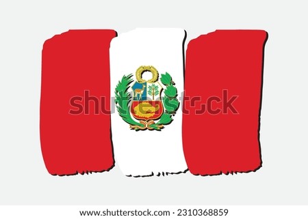 Peru Flag with colored hand drawn lines in Vector Format