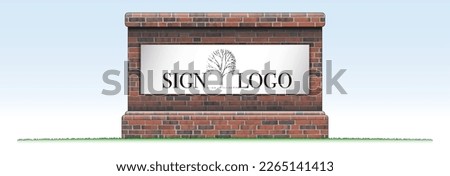 Brick monument sign blank for mockup drawing