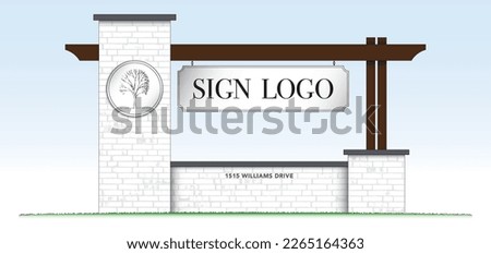 Painted brick architectural monument sign blank