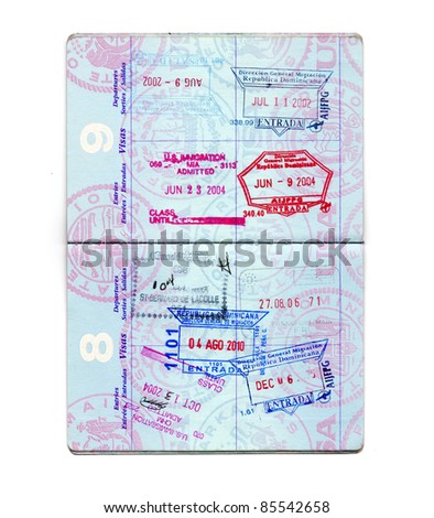 United States Passport Pages With Stamps Isolated On White Stock Photo ...