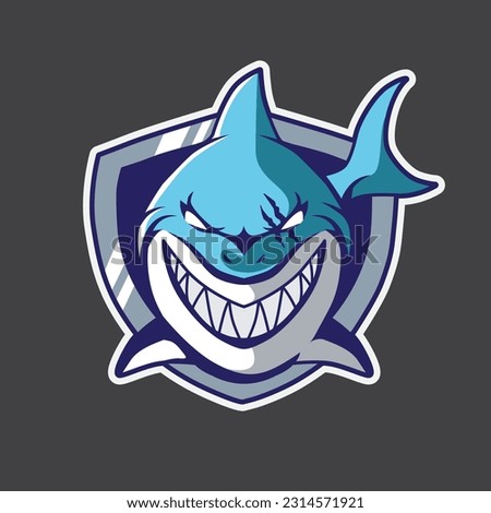 mascot logo shark for your team esport adn your brand