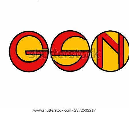 Design icon symbol of GSN illustration in red color within yellow circle