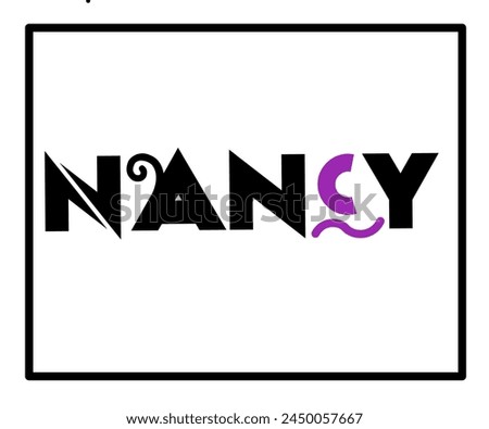 Logo illustration design of NANCY name symbol icon in black box