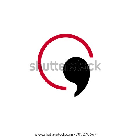 Punctuation icon.  Comma in circle logotype. Vector image.