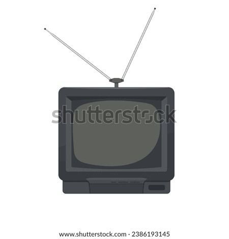 Vintage TV 90s illustration flat vector isolated on white background. Element for history of TV concept and World television day