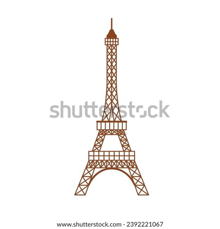 Eiffel Tower simply flat illustration vector illustration isolated on white background. A symbol of Paris. Item for tourism concept. Traveling. Famous places in the world.
