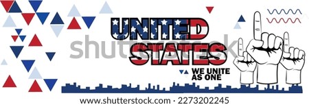 United States stand as one nation. We unite as one with United States flag. Abstract geometric shape blue white and red.