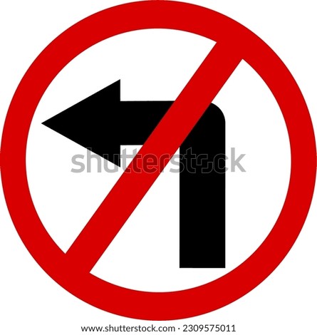 Traffic signs. illustration of traffic signs in flat style. Traffic is prohibited from turning left. Replaceable vector design.