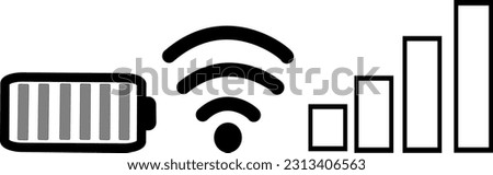 Set of three icons. Internet, Wi-fi, battery. Communication black phone icons Vector graphics
Status bar icon.  Replaceable vector design.