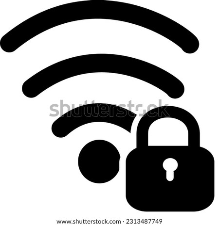 Lock wifi signal icon vector. Security wifi icon. One of set web icons. Replaceable vector design.