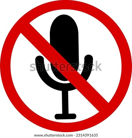 Forbidden microphone vector icon. No mic prohibited vector icon. Replaceable vector design.