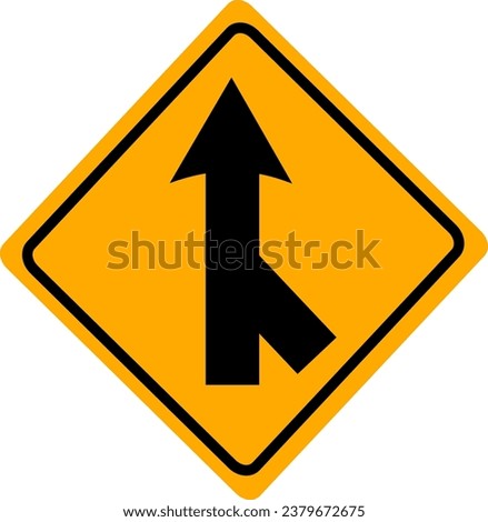 Merges right traffic road sign. Replaceable vector design.