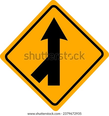Merges left traffic road sign. Replaceable vector design.