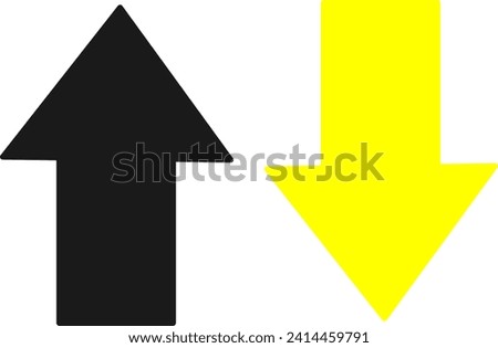 Up and down arrow icon vector. Black and Yellow arrows. Replaceable vector design.