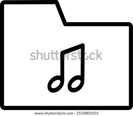 Music folder icon. Musical note and folder icon. Replaceable vector design.