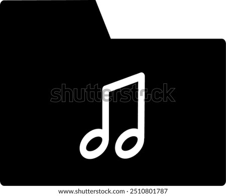 Music folder icon. Musical note and folder icon. Replaceable vector design.