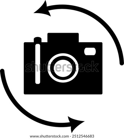 Rotate camera icon.  Photo camera switch vector icon. Replaceable vector design. 