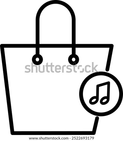 Music shopping bag icon. Music store sign. Shopping bag vector icon. Replaceable vector design.