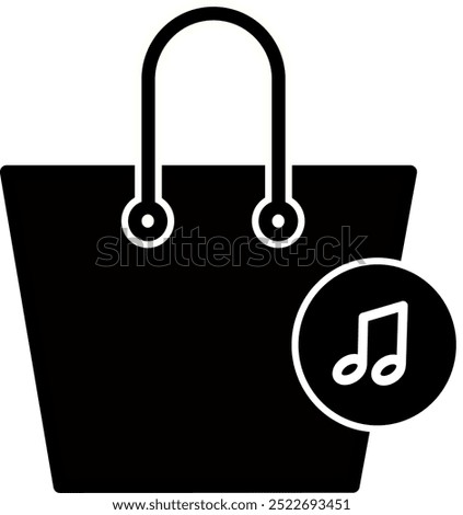 Music shopping bag icon. Music store sign. Shopping bag vector icon. Replaceable vector design.