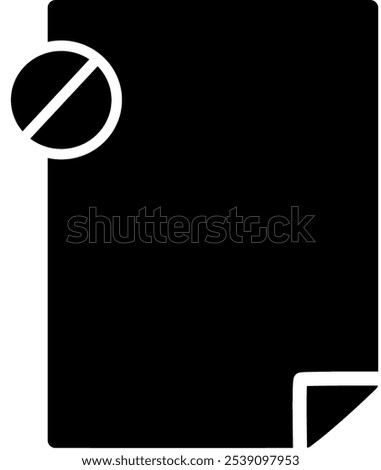 Prohibition file document icon. Not allowed file icon. Replaceable vector design.