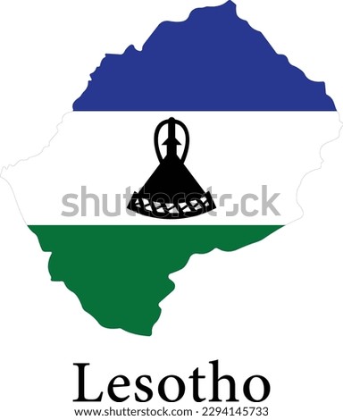 lesotho flag vector illustration, flag in shape of a lesotho map.