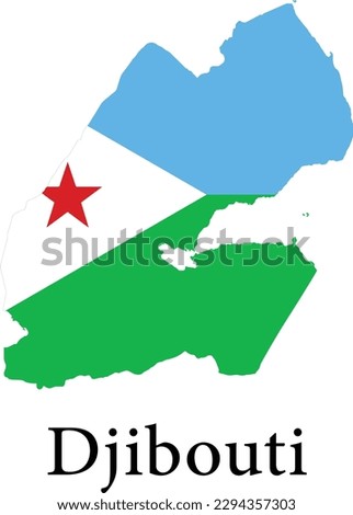 djibouti flag vector illustration, flag in shape of a djibouti map.
