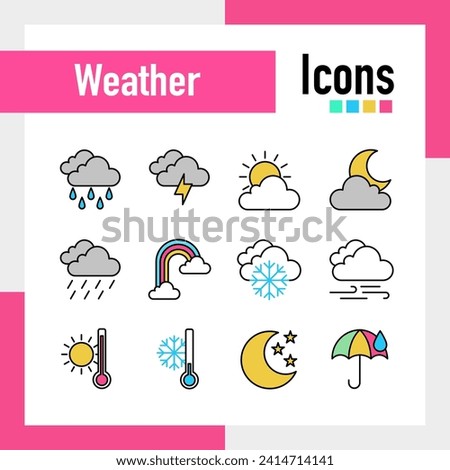 Vector icon set of Weather
