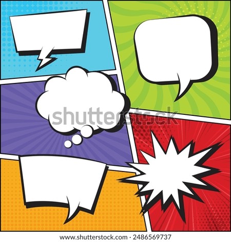 Comic speech bubbles with halftone set