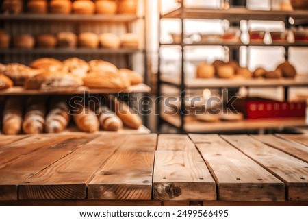 Similar – Image, Stock Photo Fresh bread on table in kitchen