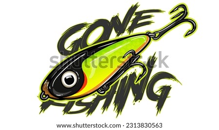 gone fishing vector. greeting cards advertising business company or brands, logo, mascot merchandise t-shirt, stickers and Label designs, poster.